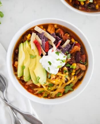 chicken taco soup in bowl