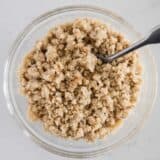 crumble topping in glass bowl