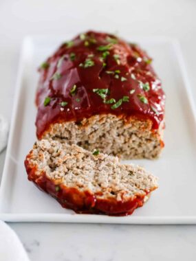 Sliced turkey meatloaf.