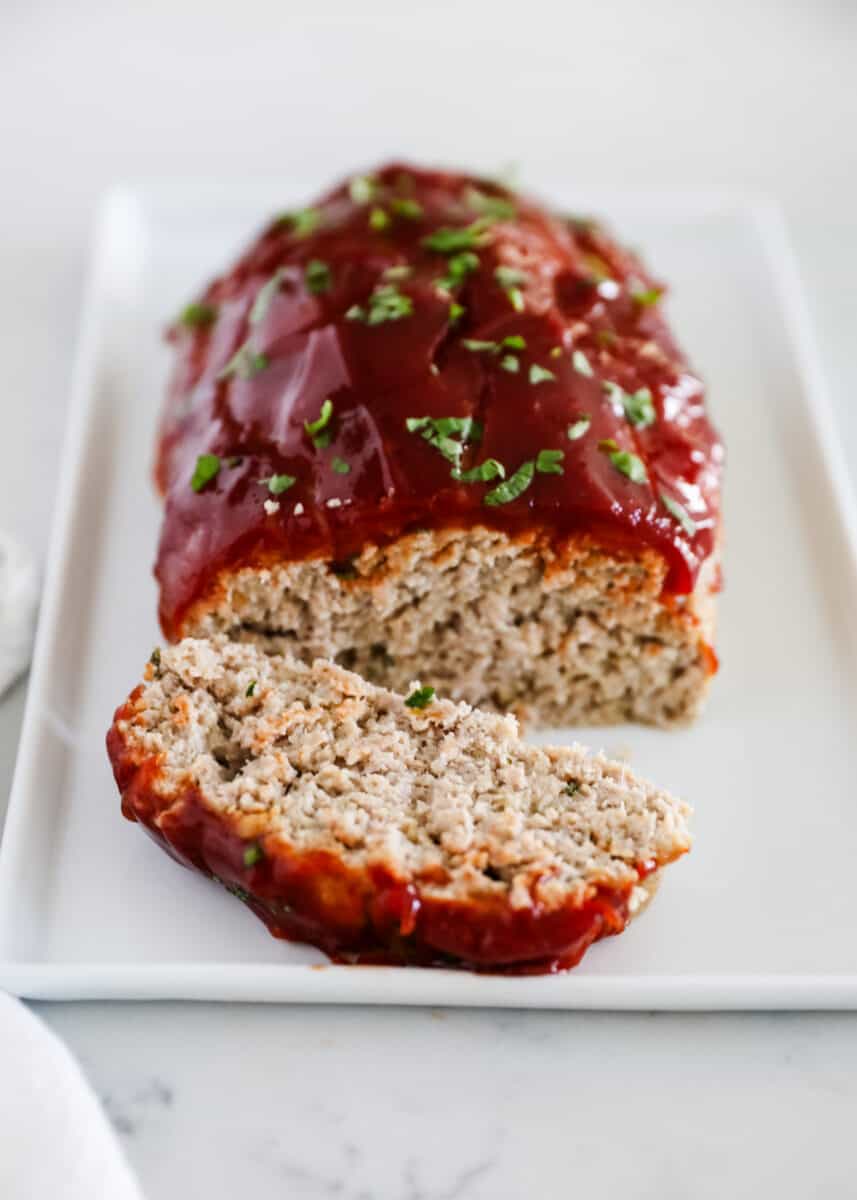 Sliced turkey meatloaf.