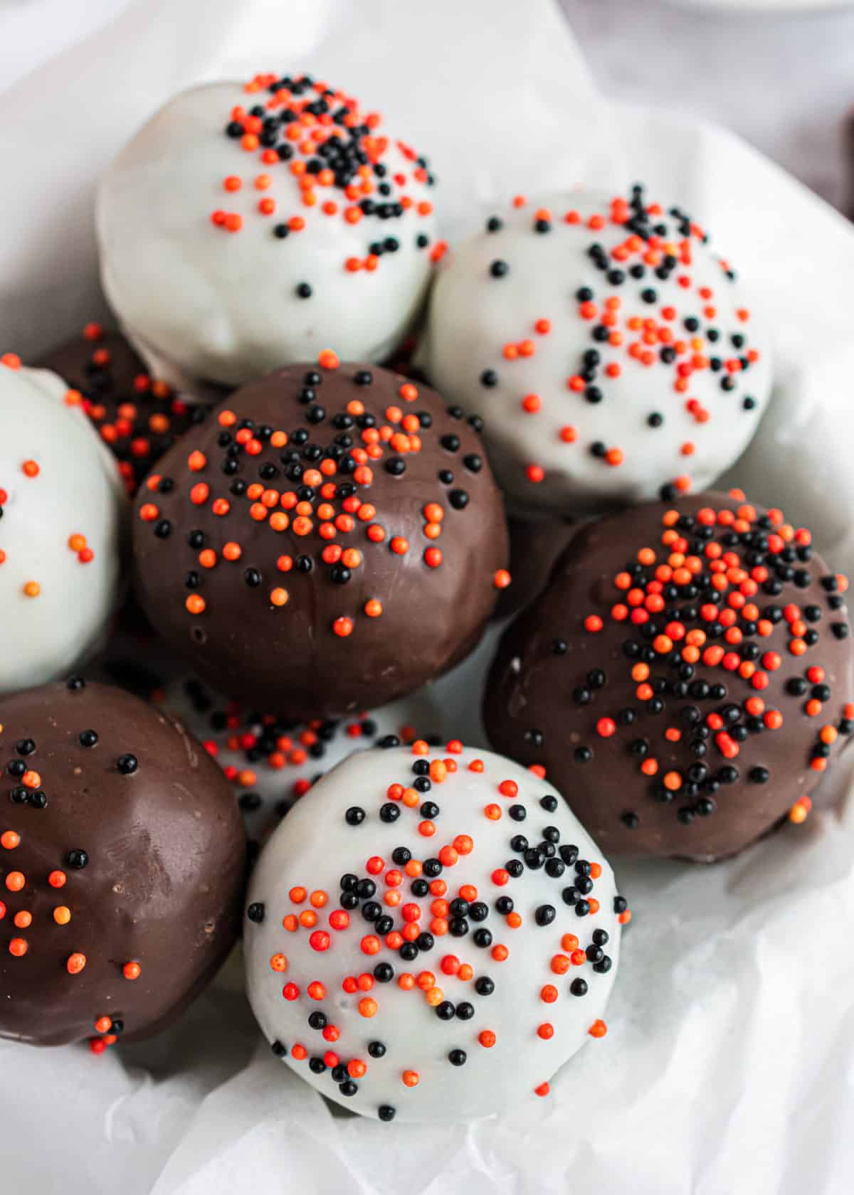 Oreo balls with sprinkles.