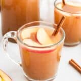 homemade apple cider in glass cup