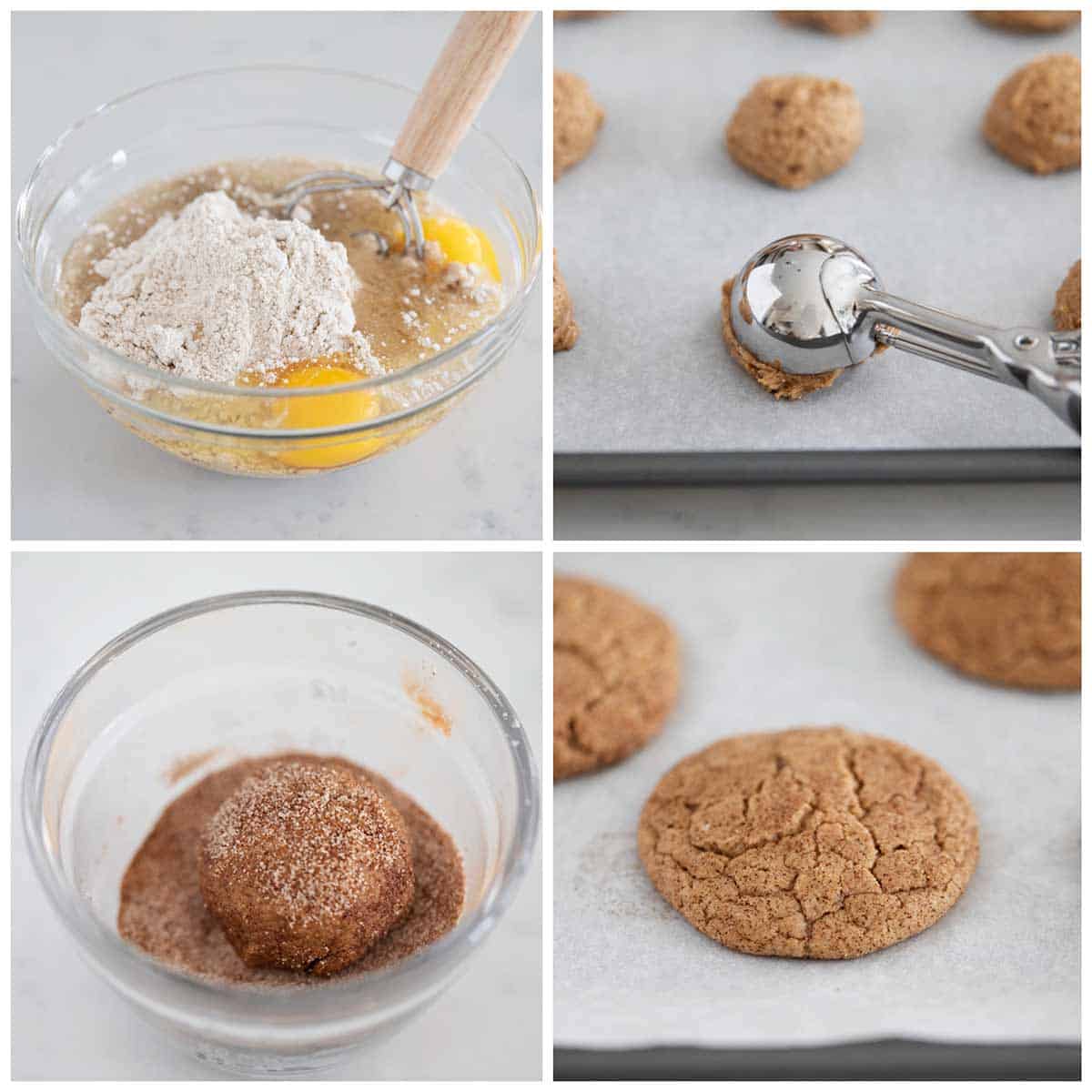 Making spice cookies in bowl.