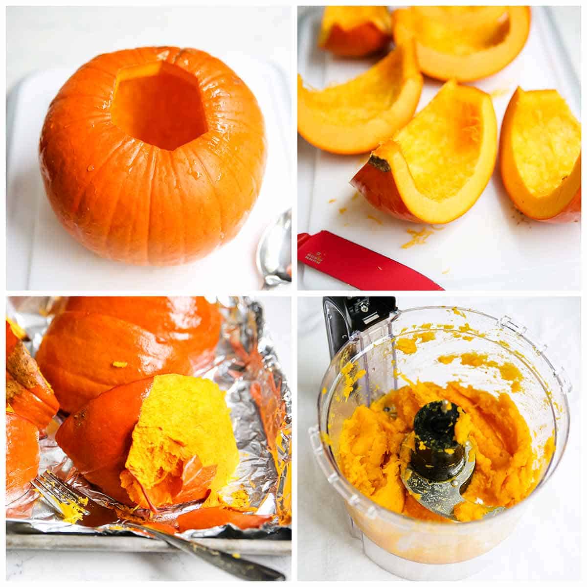 Making pumpkin puree.