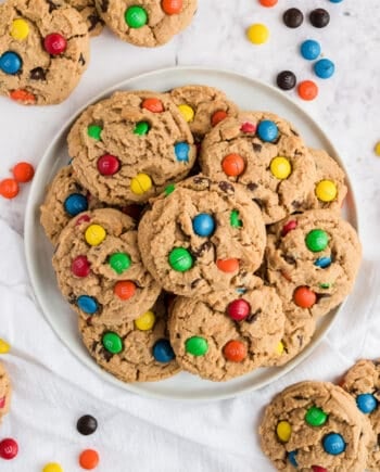 peanut butter m&m cookies on plate