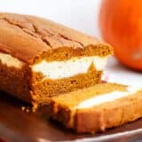 sliced pumpkin cream cheese bread
