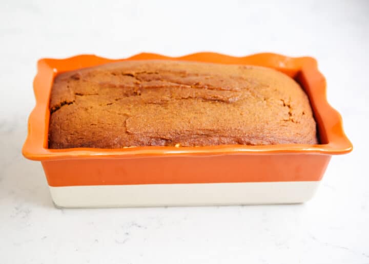 pumpkin bread in loaf pan