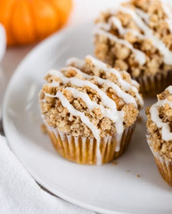 crumb muffins on white plate