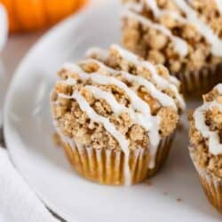 crumb muffins on white plate