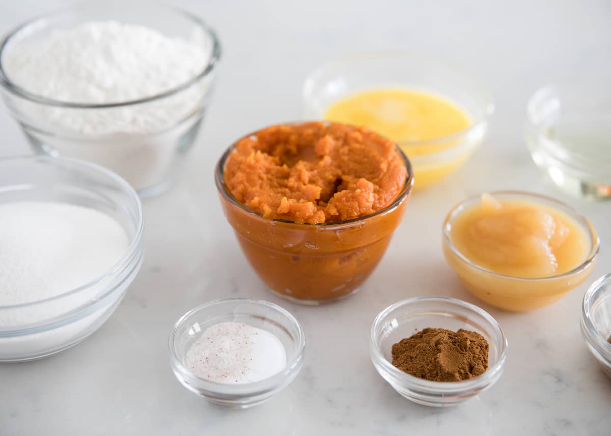 Pumpkin muffin ingredients.