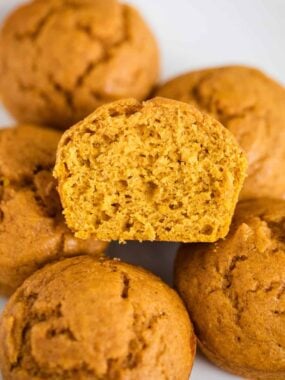 Sliced pumpkin muffins.