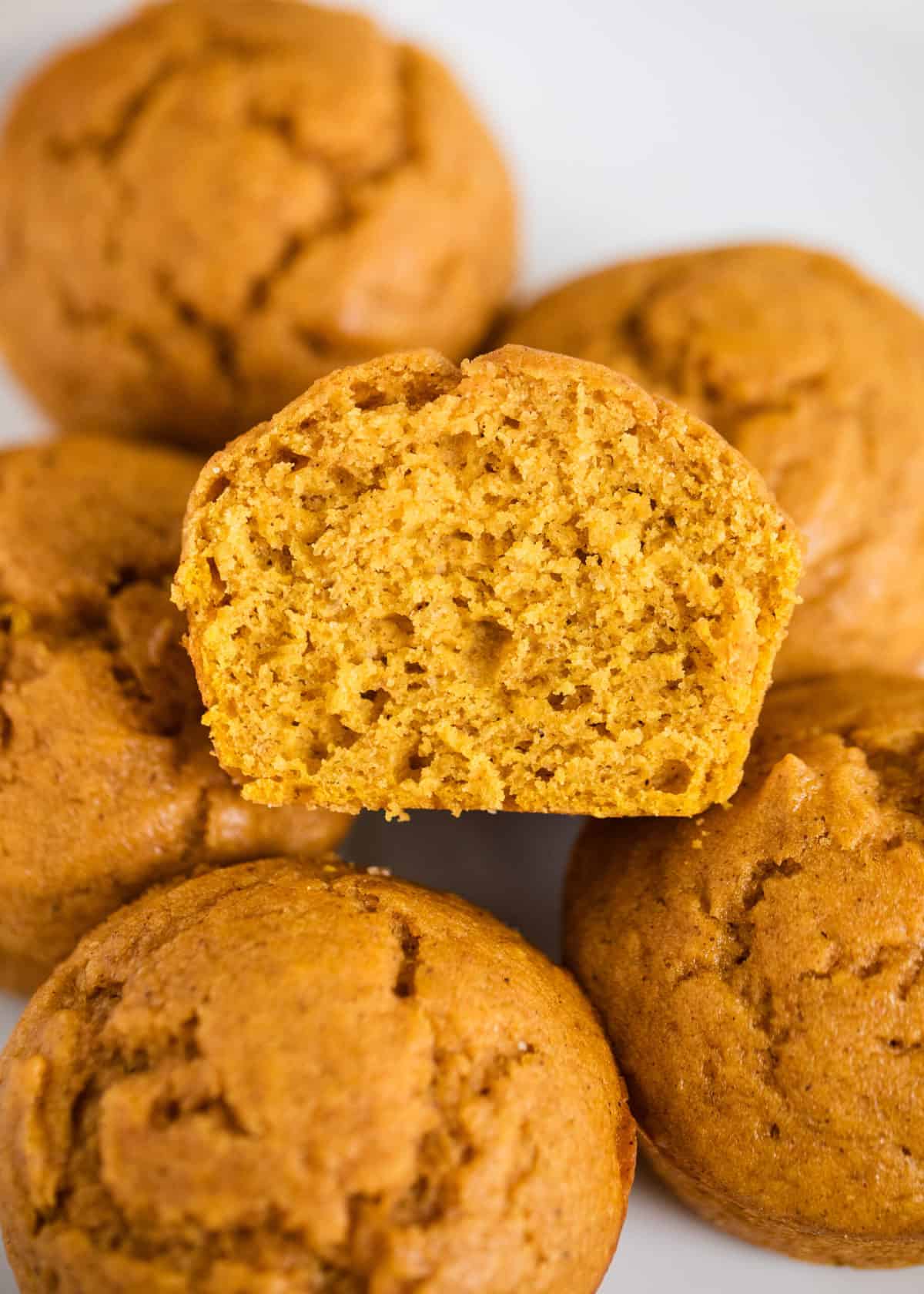 Sliced pumpkin muffins.