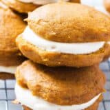 Stack of pumpkin whoopie pies.