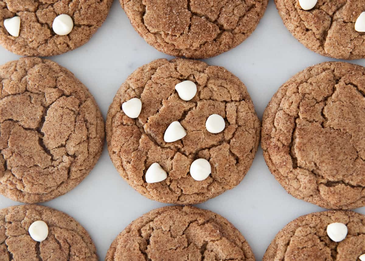 Spice cake mix cookies with white chocolate chips.