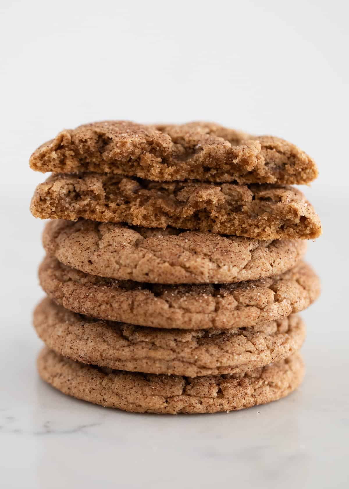Stacked spice cookies.