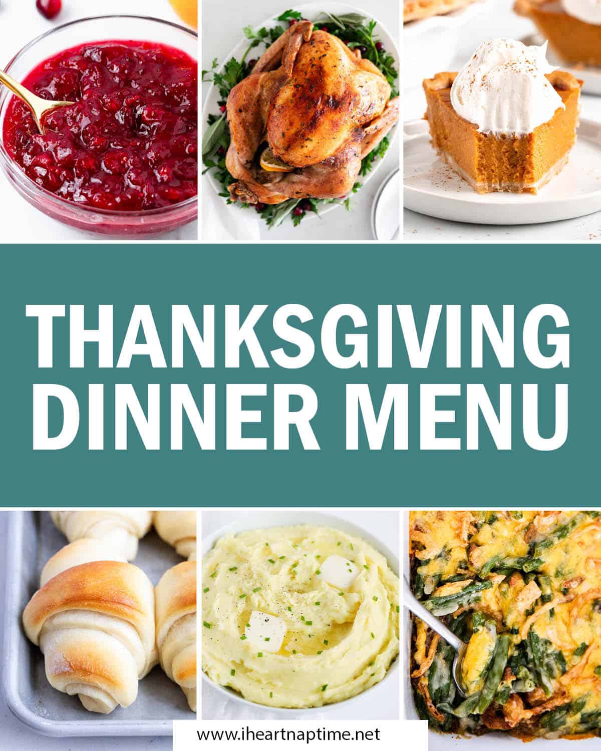 A photo collage showing Thanksgiving dinner menu options.