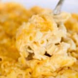 spoonful of baked macaroni and cheese