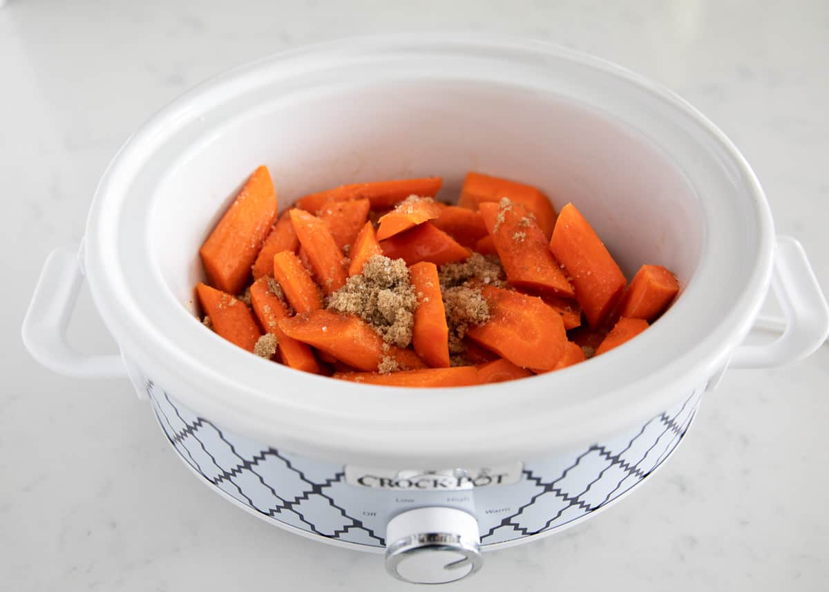 Carrots with brown sugar in crock pot.