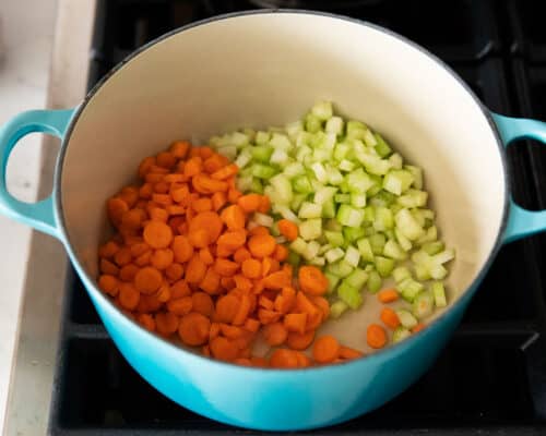 carrots and celery in pot