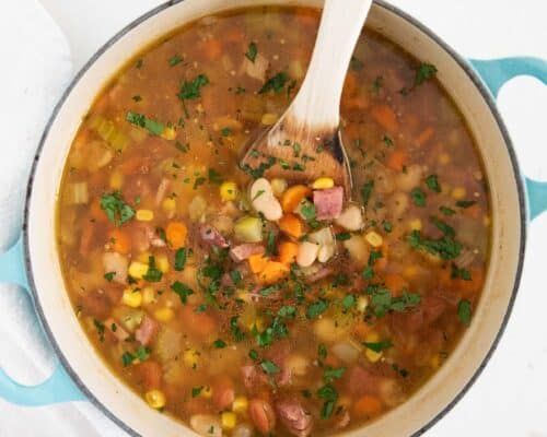 ham and bean soup in pot