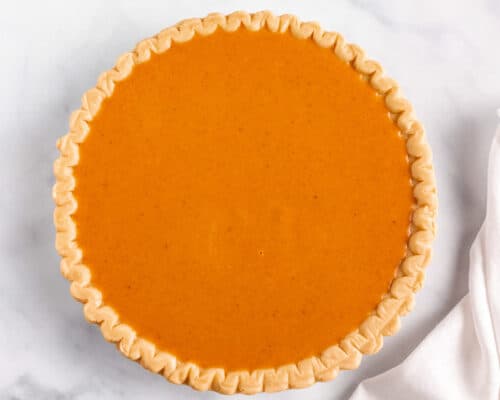 pumpkin pie filling in crust