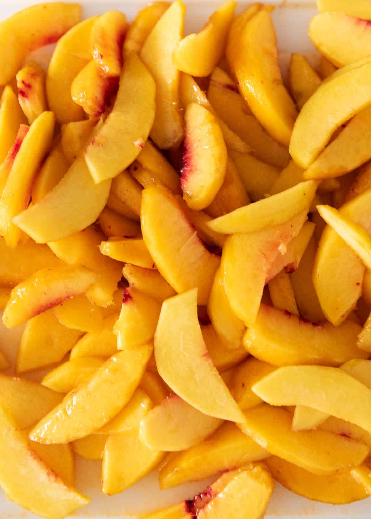 Sliced peaches.