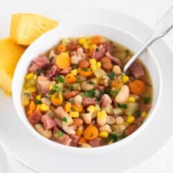 ham and bean soup in bowl