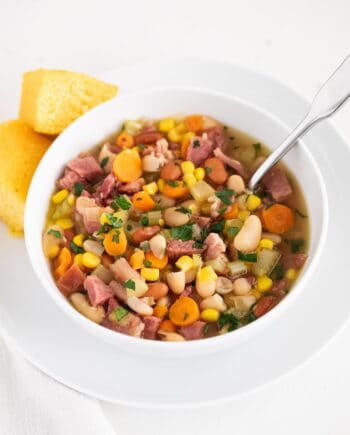 ham and bean soup in bowl