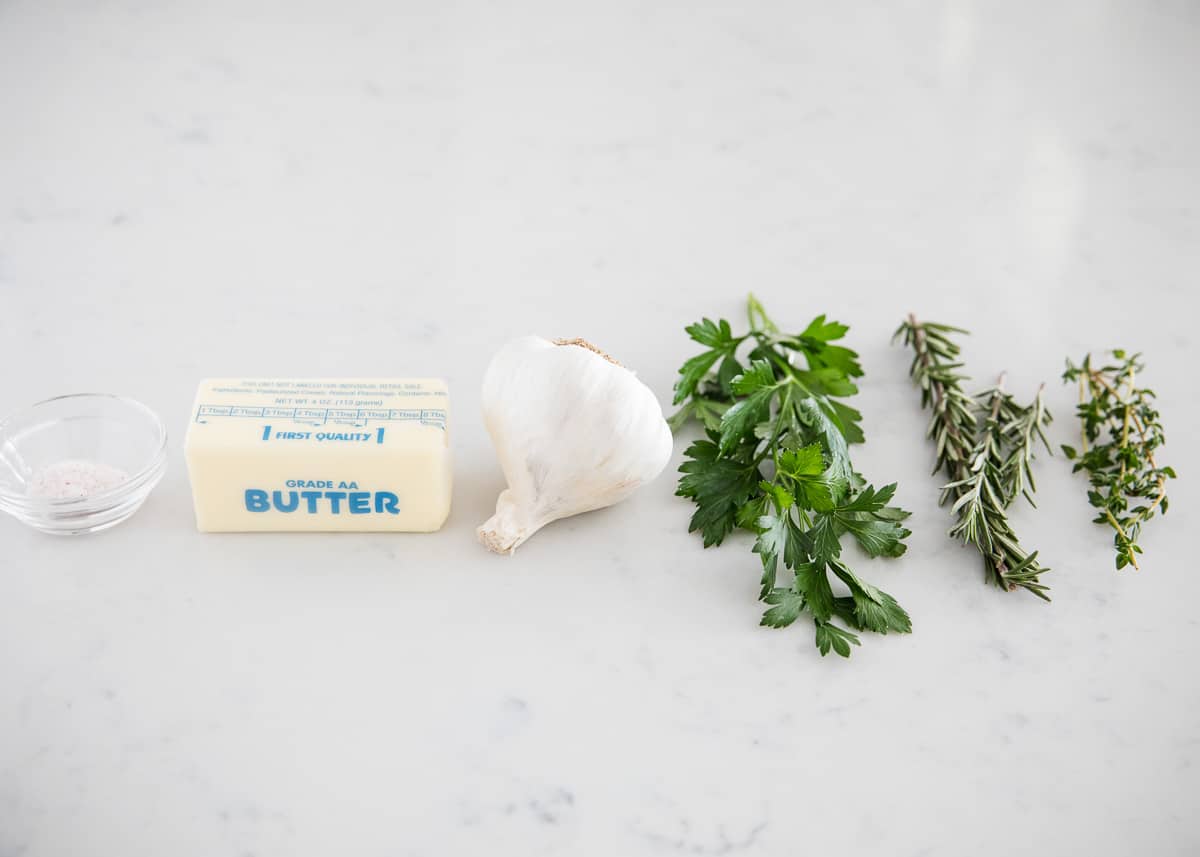 Herb butter ingredients.