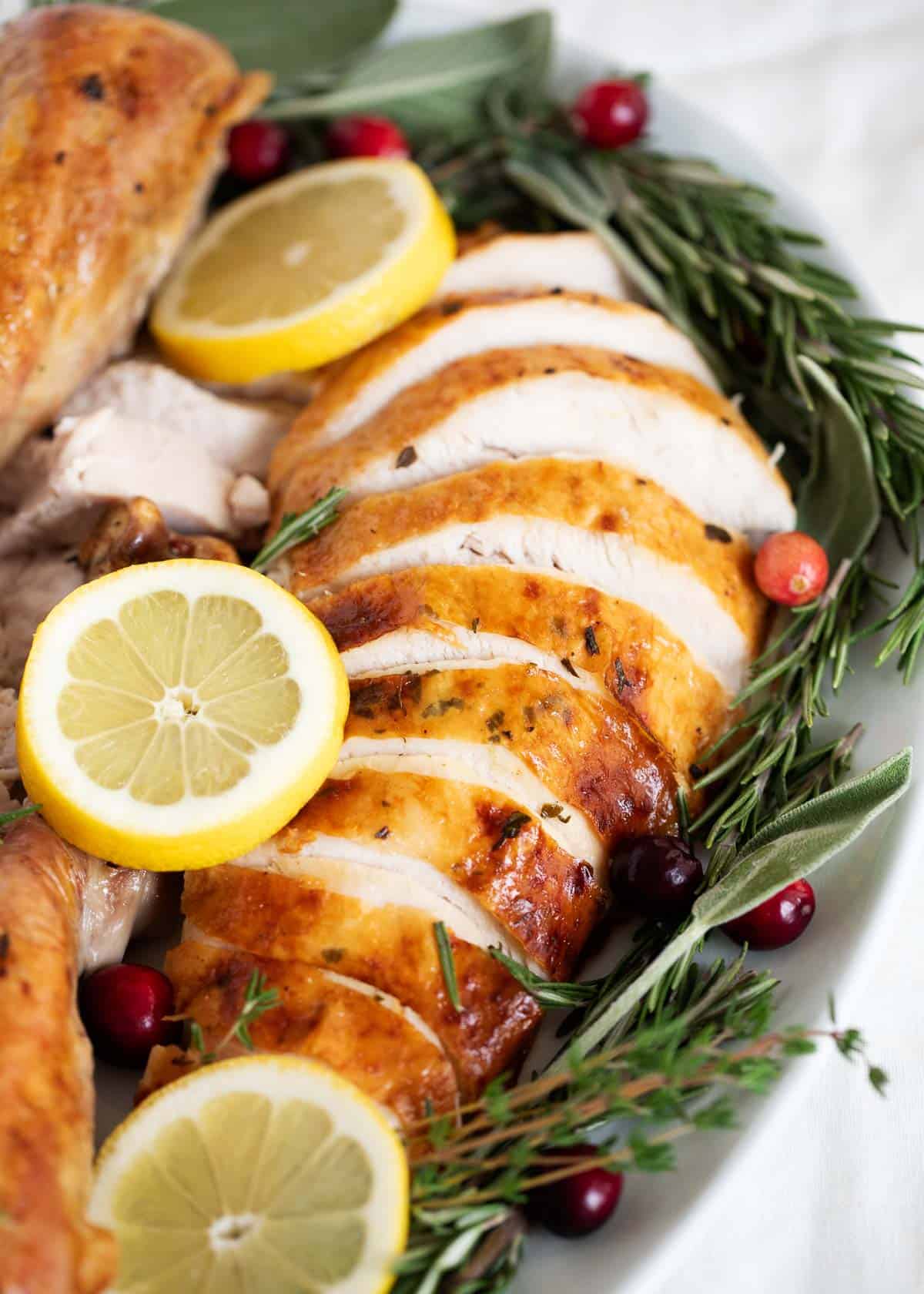Turkey with lemon and herbs.