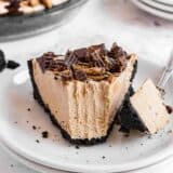 peanut butter pie on white plate