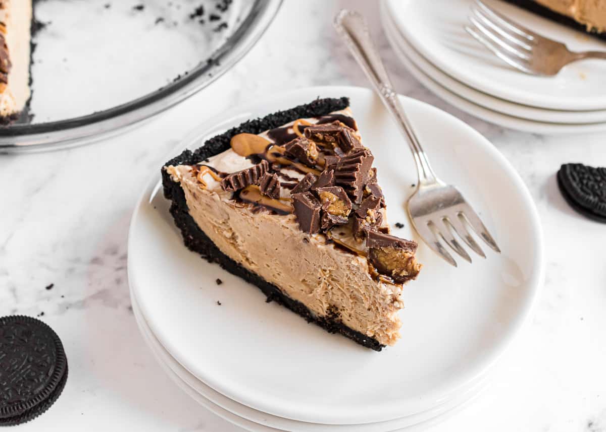 Slice of peanut butter pie.