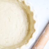 unbaked pie crust on counter