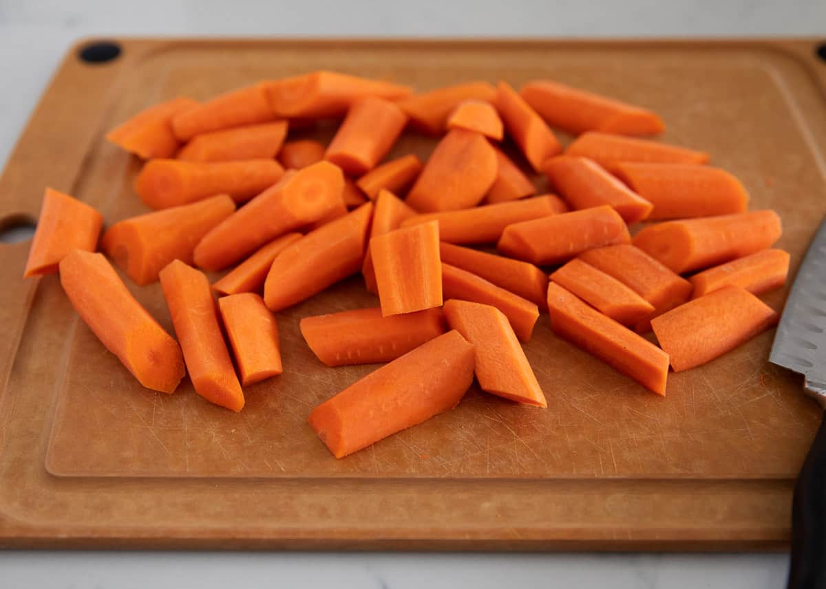 Carrots on cutting board.