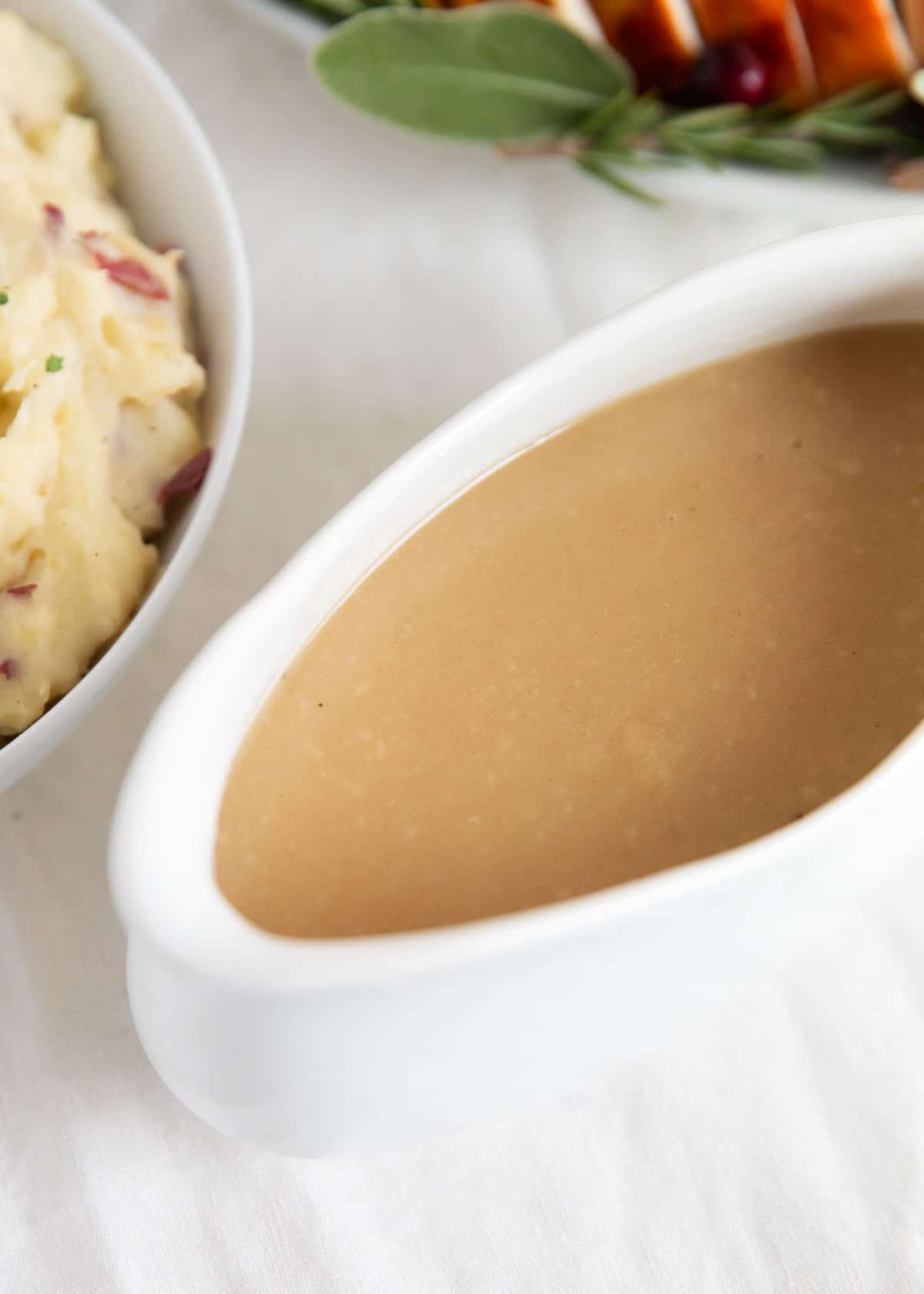 Turkey gravy in bowl.