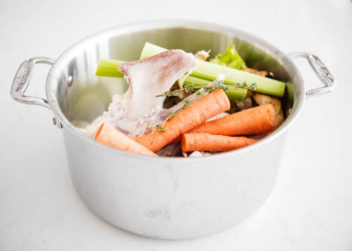 turkey and vegetables in pot