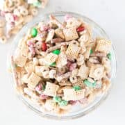 christmas chex mix in bowl