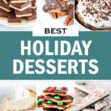 A collage of holiday dessert photos.