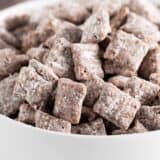 Muddy buddies in a white bowl.