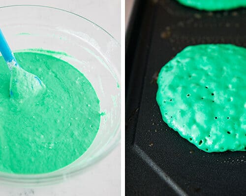 cooking green pancakes