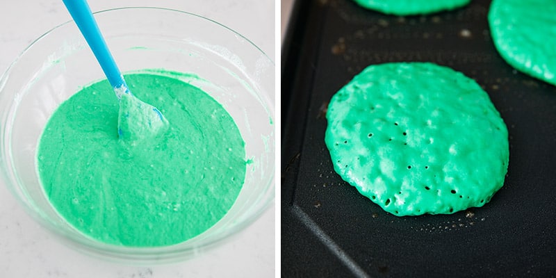 cooking green pancakes