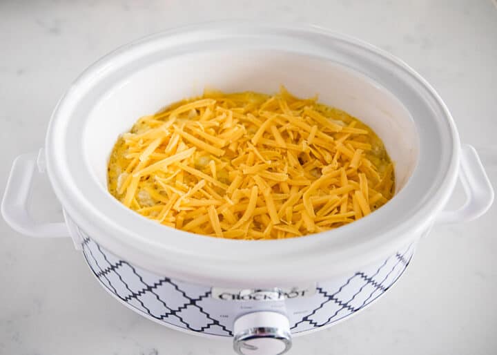 crock pot with cheesy potatoes