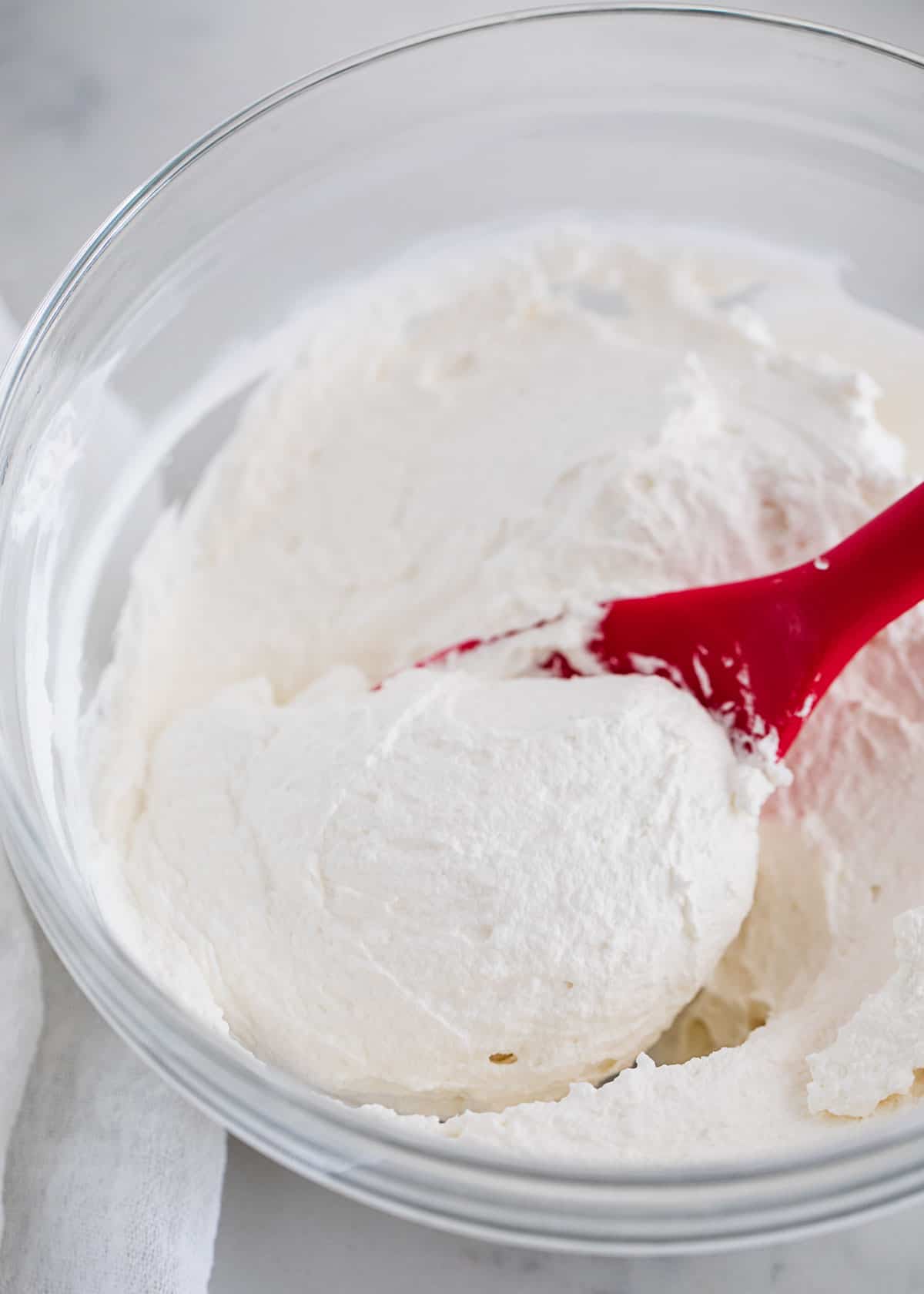 Spoonful of homemade cool whip.