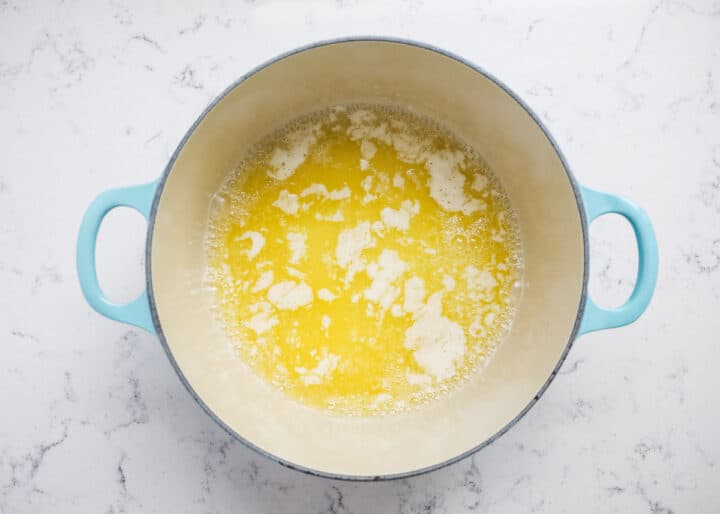 melted butter in pan 