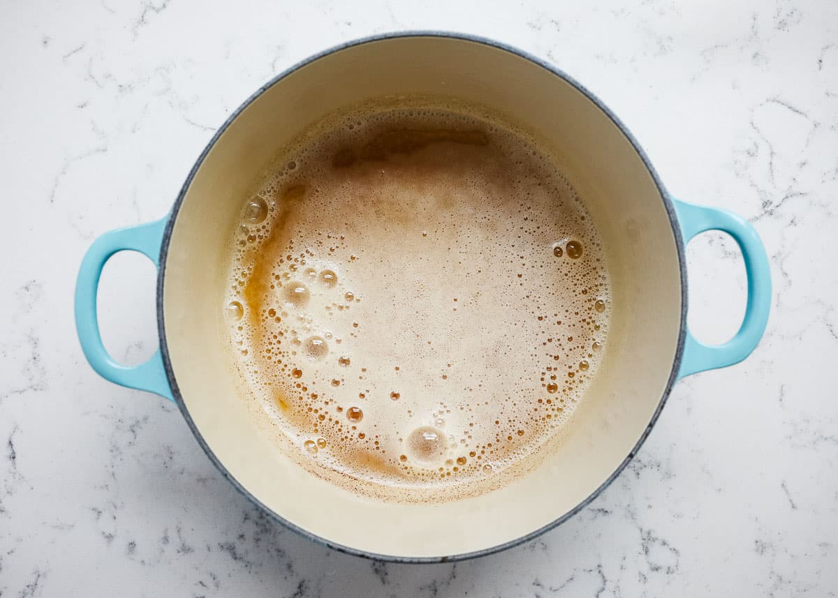 Brown butter in pan.