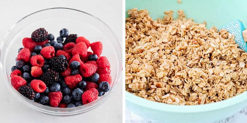 Berries and granola in bowl.