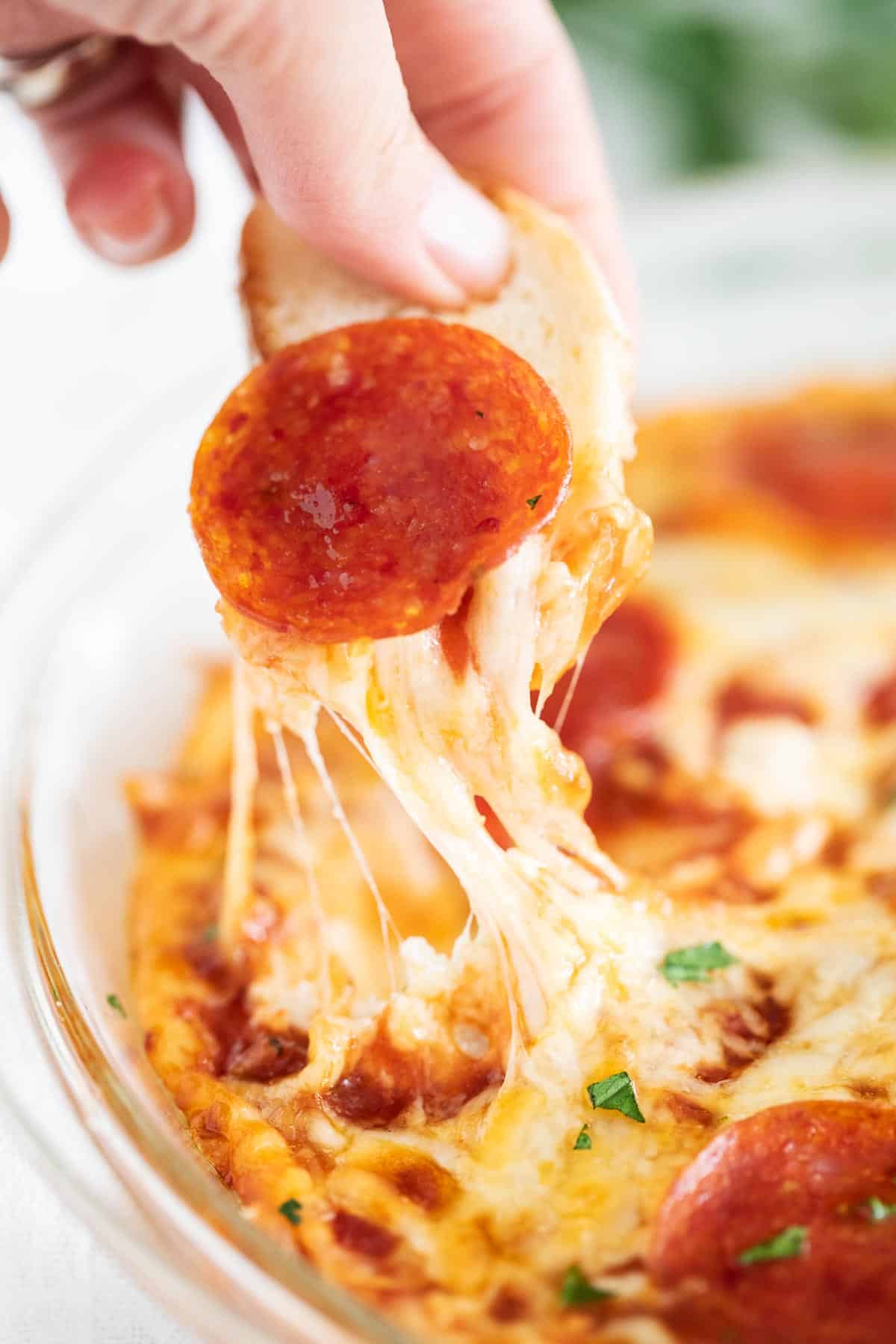 Pizza dip close up