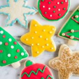 Cookies frosted with sugar cookie icing.