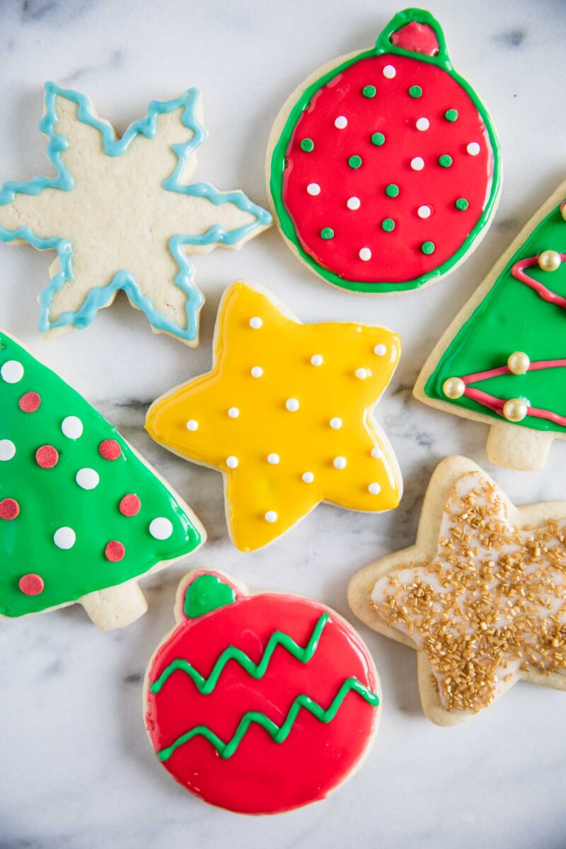 Cookies frosted with sugar cookie icing.