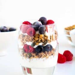yogurt parfait in glass cup